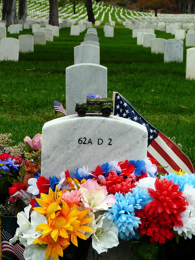 Soldier Photograph - Soldiers Grave Decorated by Jeff Lowe