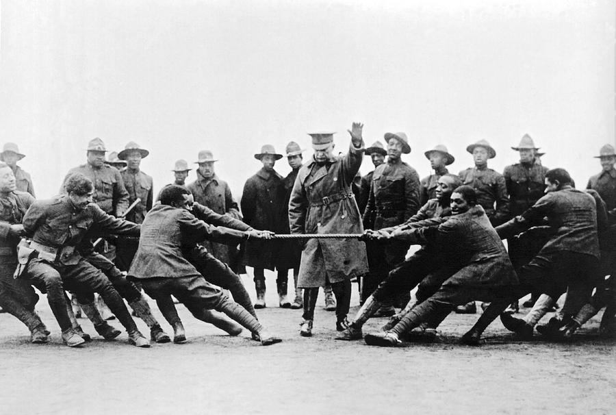 Soldiers Have Tug Of War Photograph by Underwood Archives