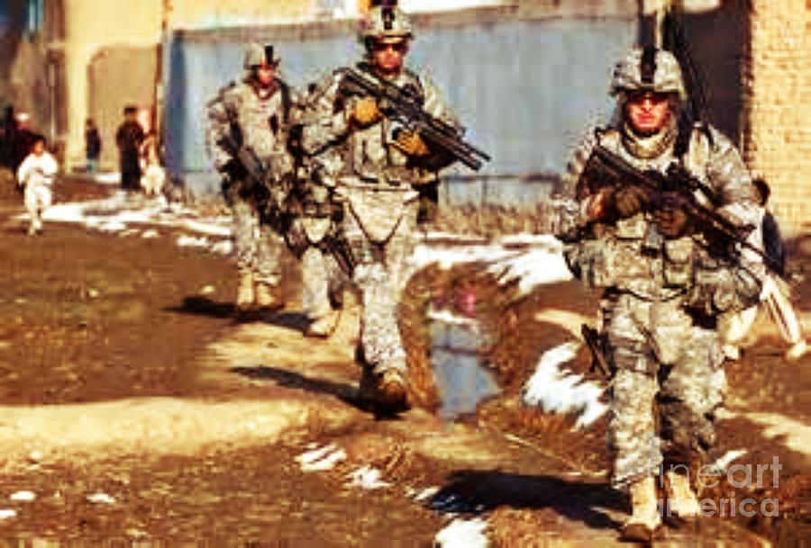 Soldiers on Patrol in Kabul Digital Art by Steven  Pipella