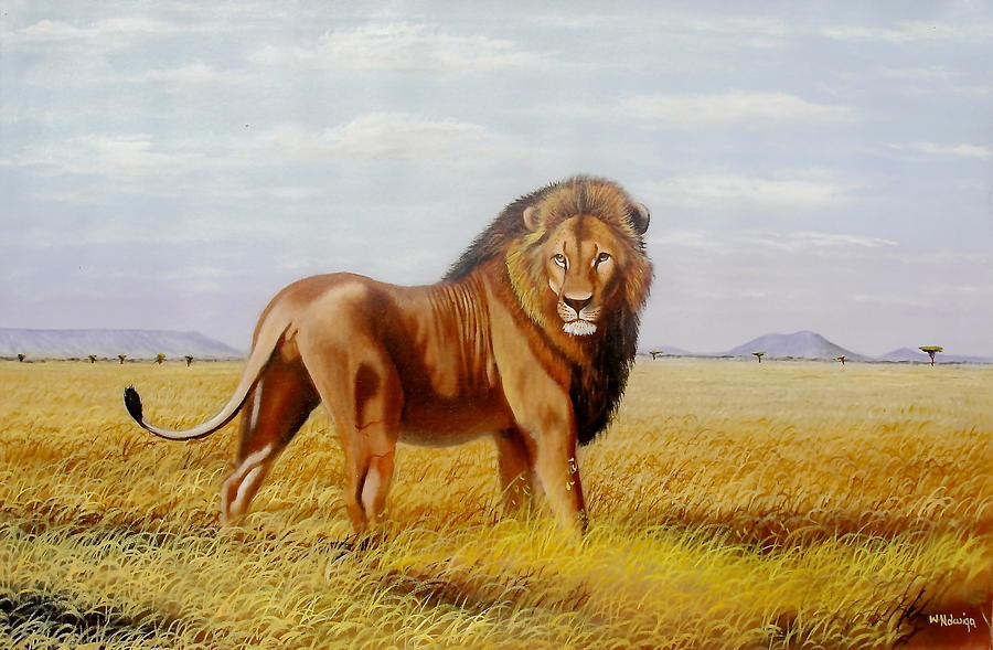 Sole Lion Painting by Wycliffe Ndwiga