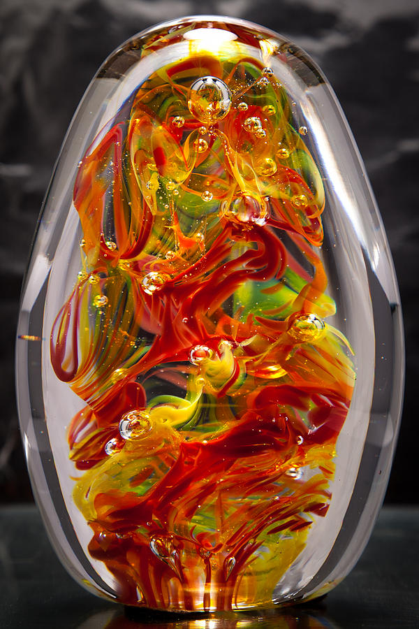 Solid Glass Sculpture - 13E8 - Extreme Flames Sculpture by David Patterson