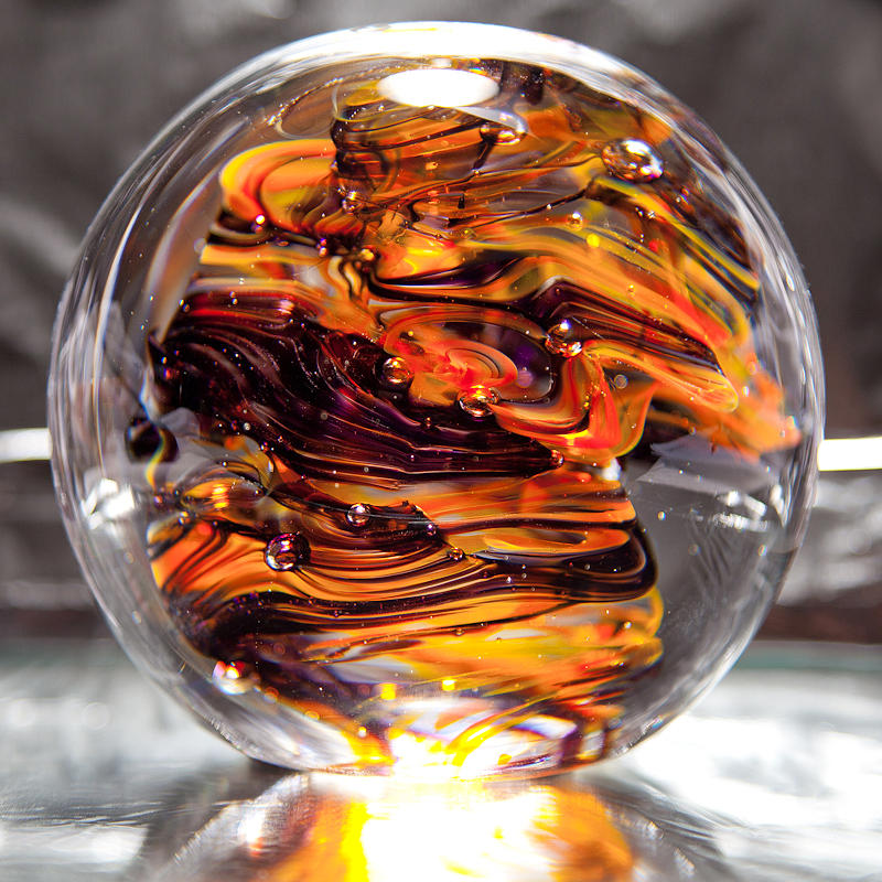 Abstract Sculpture - Solid Glass Sculpture - RPO - Orange and Purple by David Patterson