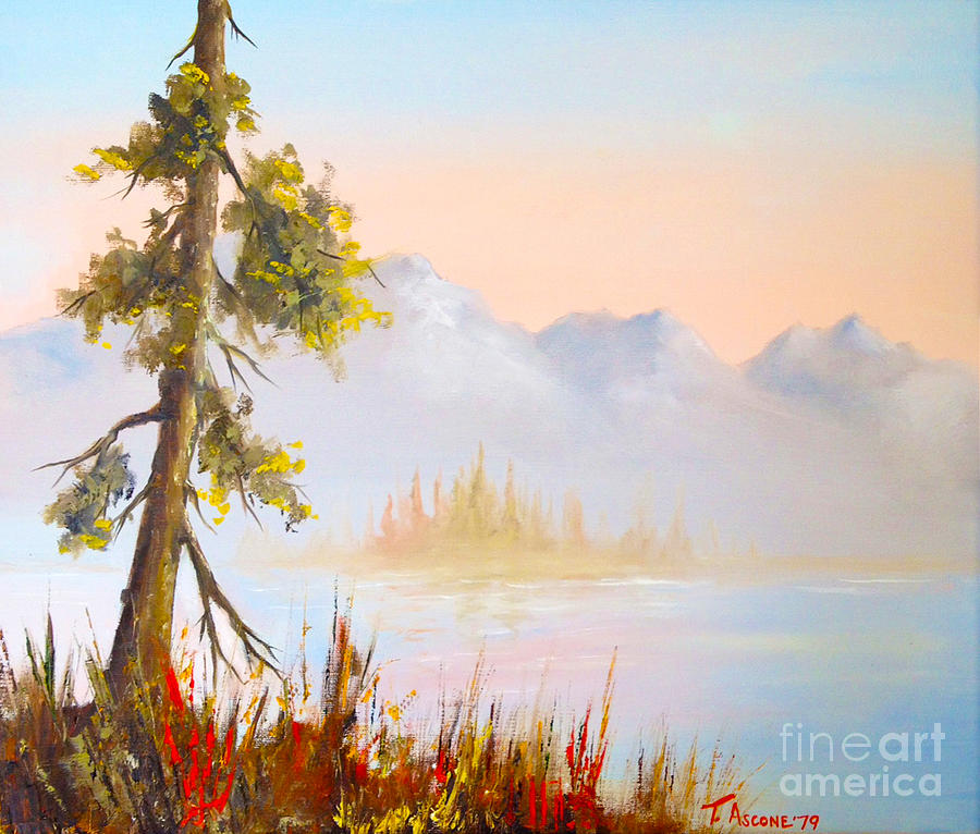 Solitary Spruce Painting by Teresa Ascone