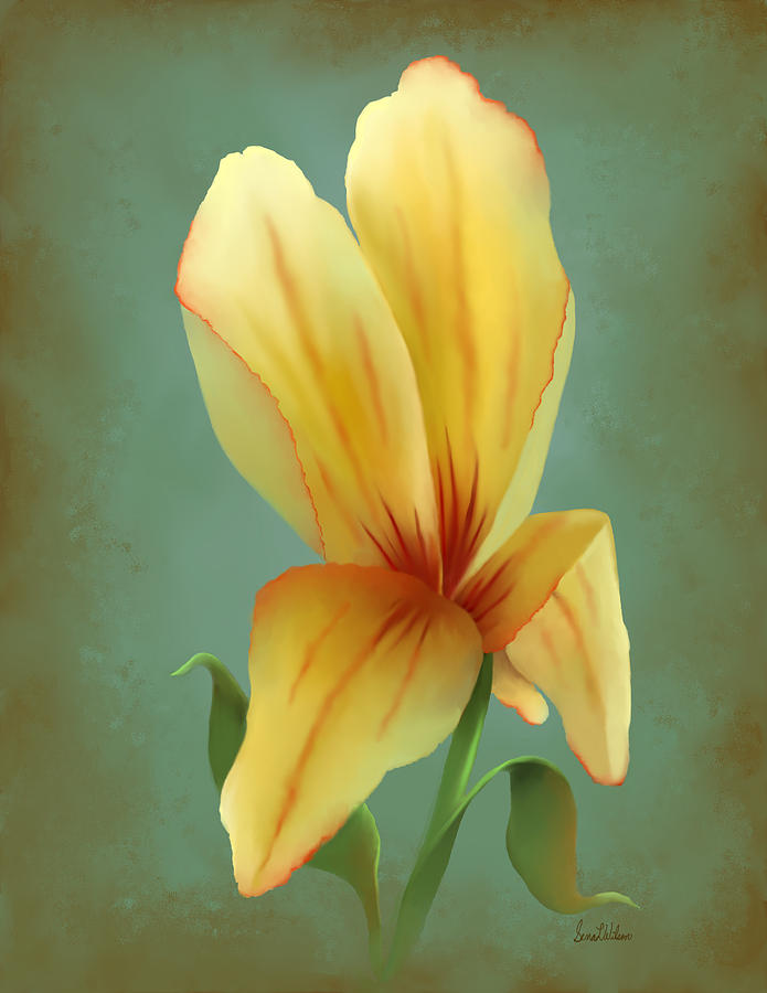 Flower Painting - Solitary Yellow Tulip by Sena Wilson