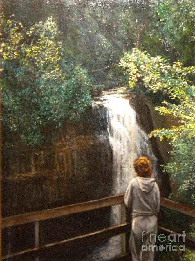 Waterfall Painting - Solitude at Miner Falls by Michael John Cavanagh