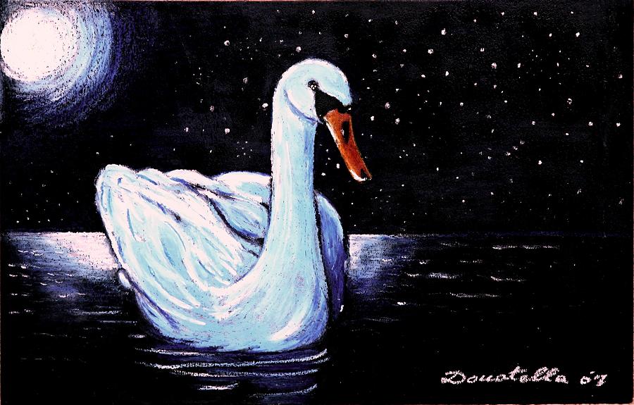Swan Painting - Solitude by Donatella Muggianu