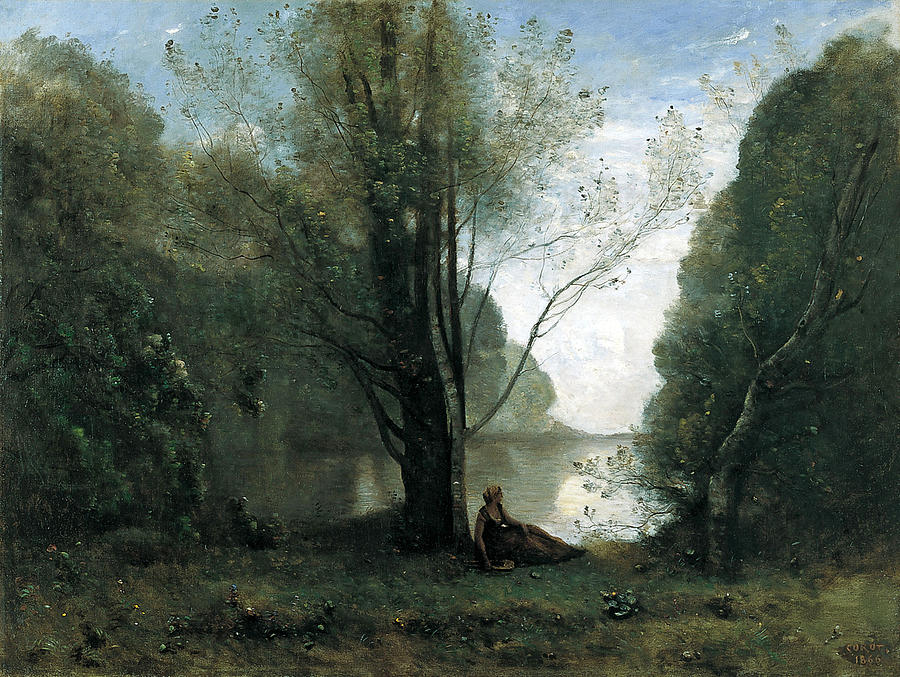 Solitude. Recollection of Vigen Limousin Painting by Jean-Baptiste-Camille Corot