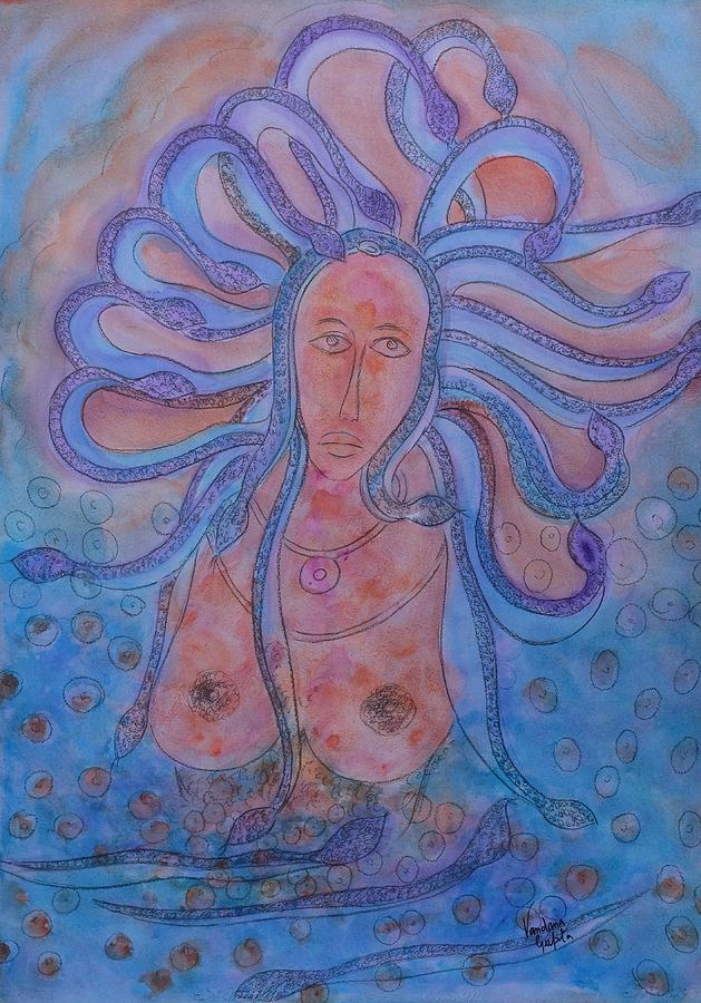Snake Painting - Solitude Of Medusa  by Vandana Devendra
