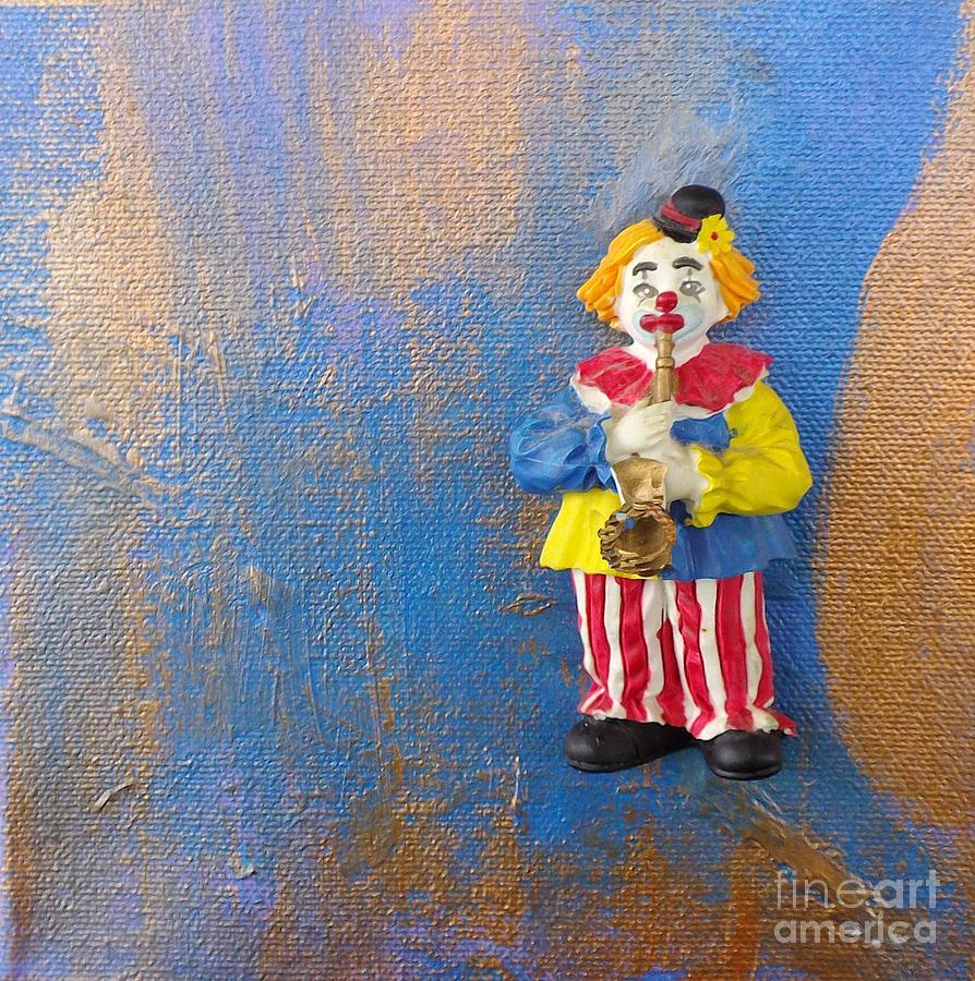 Solo Clown Musician Mixed Media by Margaret Harmon
