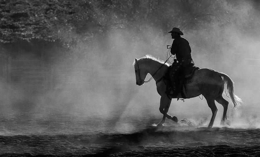 Horse Photograph - Solo Cowboy by John Covin