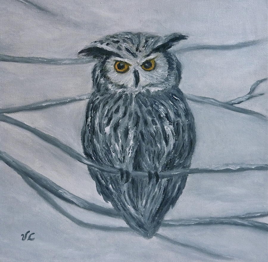 Solstice Owl Painting by Victoria Lakes