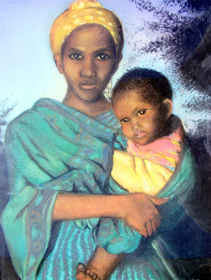 Somalian mother with child Painting by Barbara Jacquin - Fine Art America