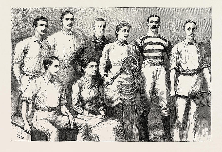Tennis Drawing - Some English Lawn Tennis Players, Engraving 1884, Uk by English School