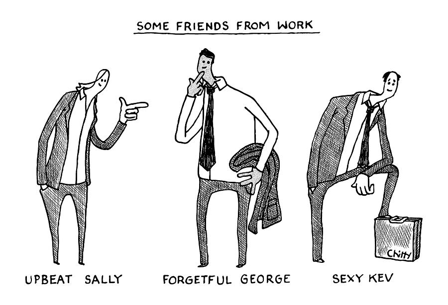 Some Friends From Work -- Depictions Of Work Drawing by Tom Chitty
