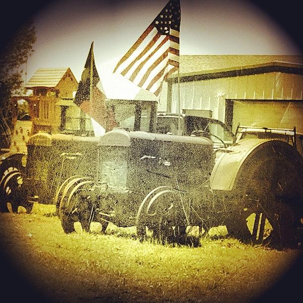 Past Photograph - Some Old Patriotic Tractors Around Tha by Wes Sloan