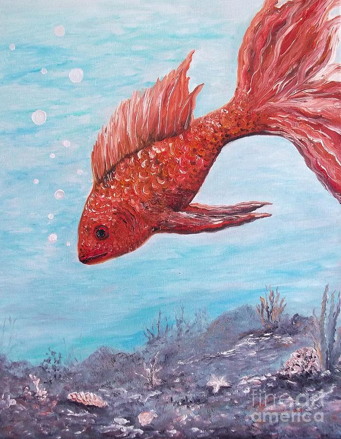 Fish Painting - Something is Fishy by Rhonda Lee