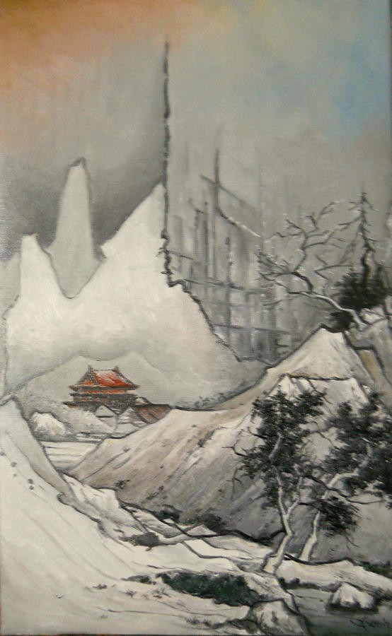 Winter Painting - Somewhere in Japan by Sorin Apostolescu