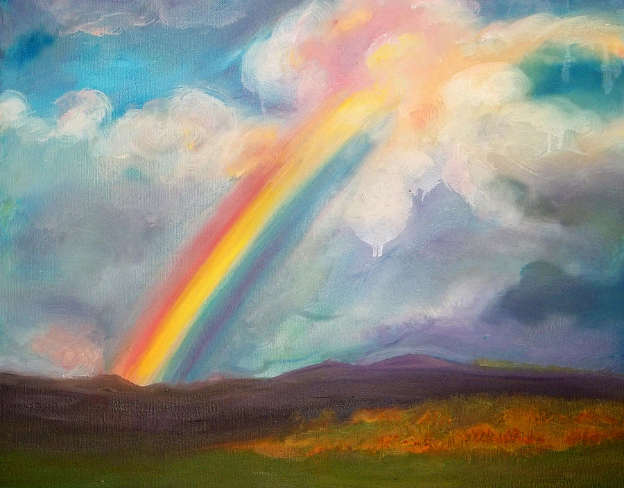 Rainbow Painting - Somewhere over the rainbow by Anne Cameron Cutri