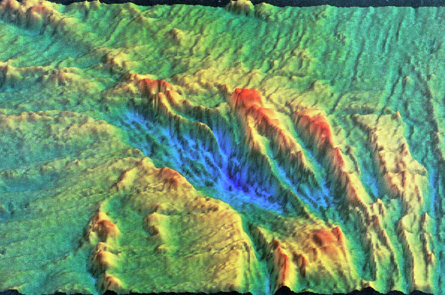 Sonar Image Of The Ocean Floor Showing Rift Valley Photograph by Dr Ken Macdonald/science Photo Library