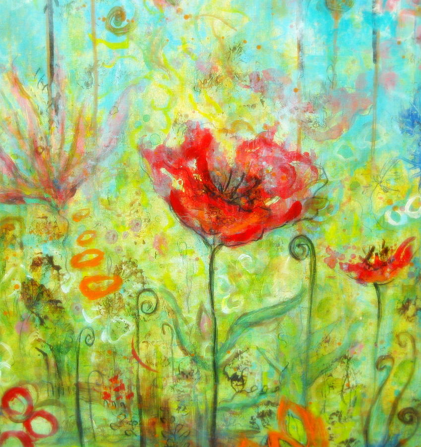 Flower Painting - Songs to the Earth...Joy by Bonnie Bardos