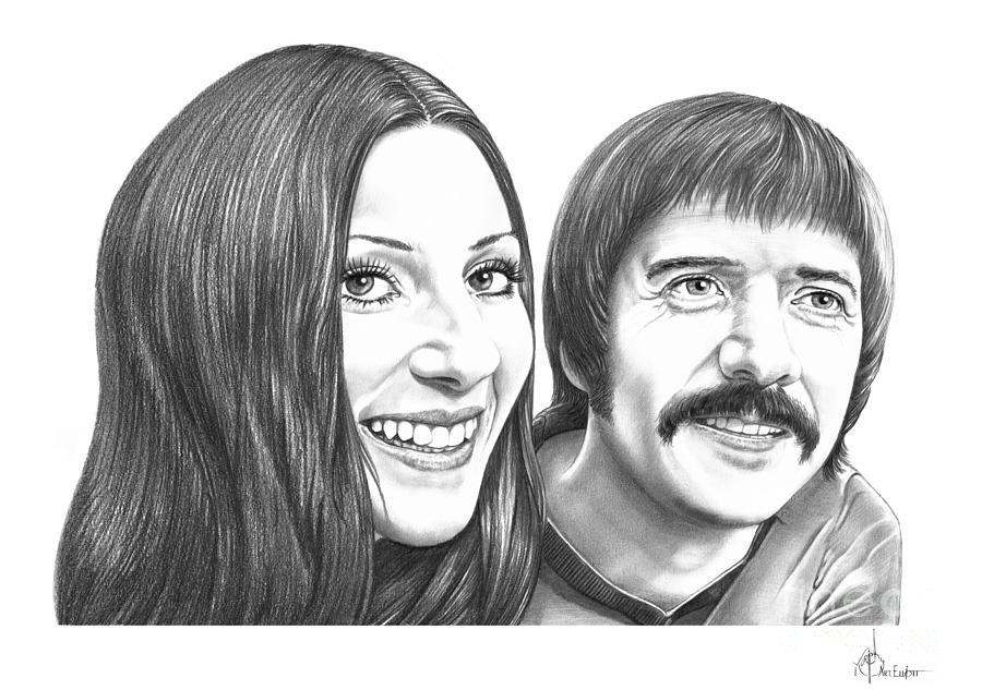 Sonny and Cher Bono Drawing by Murphy Elliott | Fine Art America