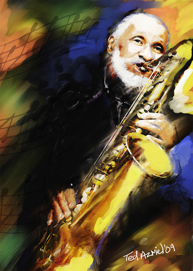 Jazz Musician Painting - Sonny Rollins Groovin The Sax by Ted Azriel