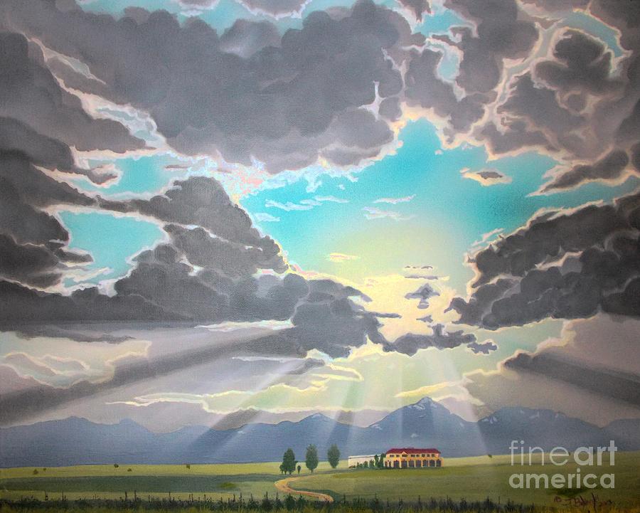 Sonoita Vineyards Sunset Painting by Jerry Bokowski