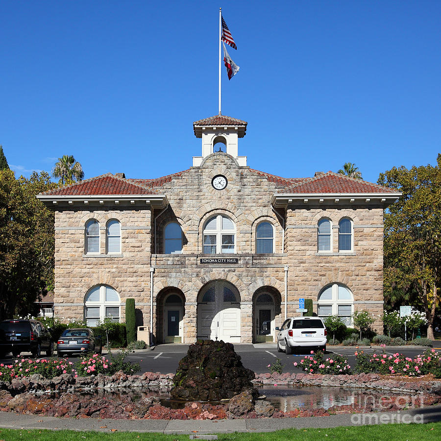 Sonoma City Hall Downtown Sonoma California 5D19260 square Photograph by Wingsdomain Art and Photography