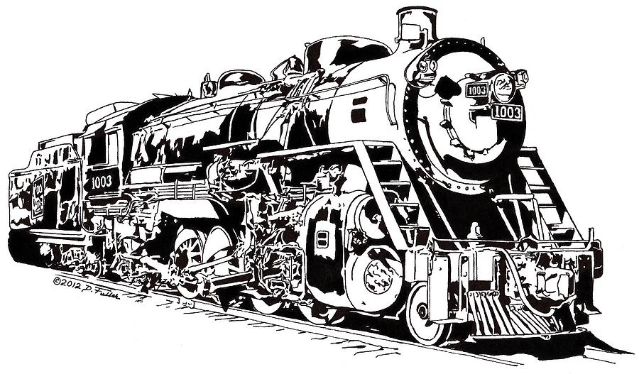 locomotive line drawings