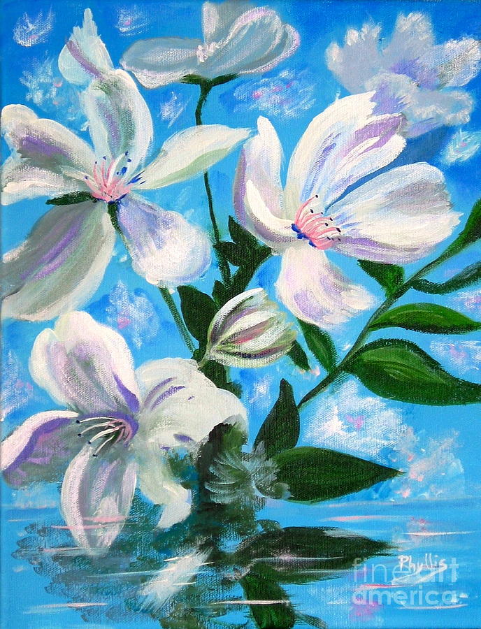 Soothing White Flowers Painting by Phyllis Kaltenbach