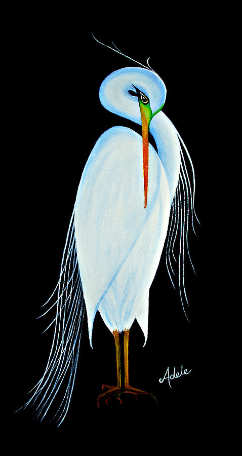 Heron Painting - Sophia by Adele Moscaritolo