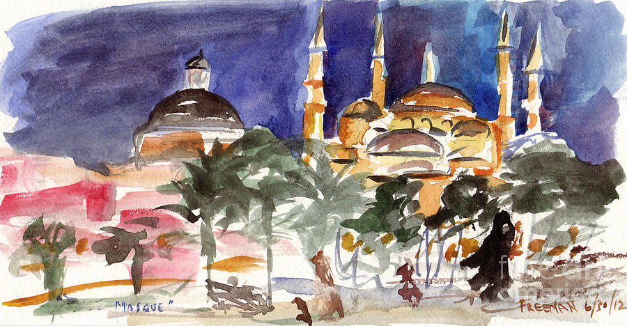 Sunset Painting - Sophia Mosque by Valerie Freeman