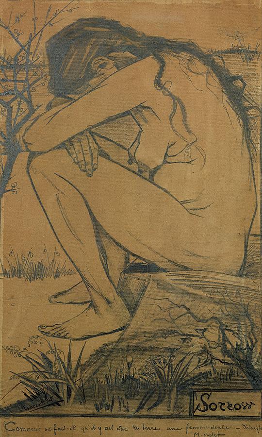 Nude Photograph - Sorrow, 1882 Pencil, Pen And Ink by Vincent van Gogh