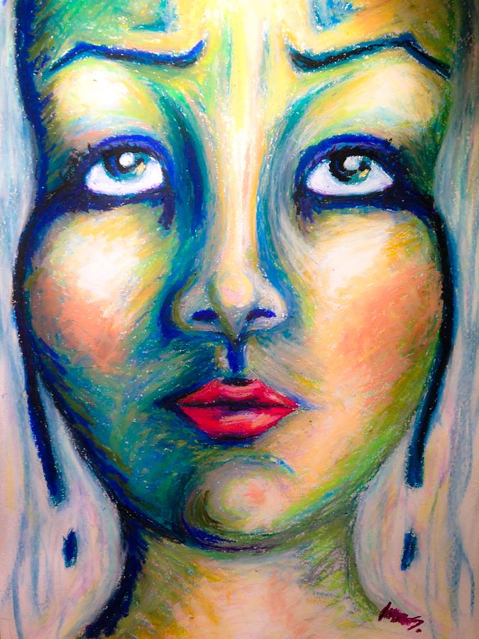Woman Pastel - Sorrow by India Samara