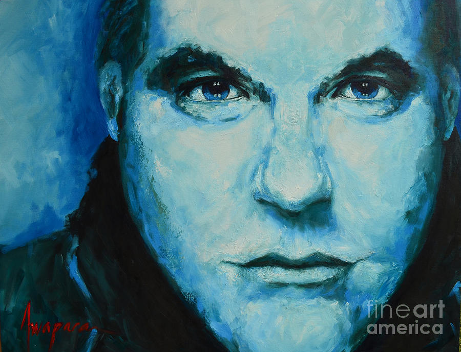 Soulful Portrait Under Blue Light Painting by Patricia Awapara
