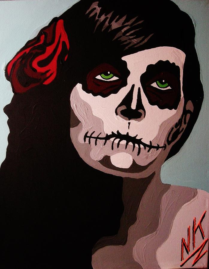 Skull Painting - Soulful Sugar Skull Girl by Nevets Killjoy