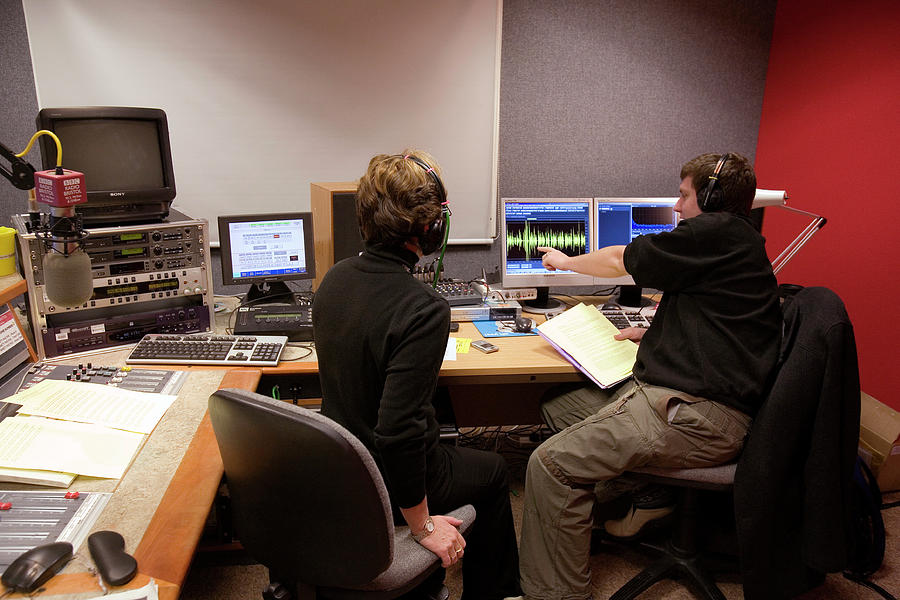 Sound Engineers In A Radio Station Photograph by Adam Hartdavis