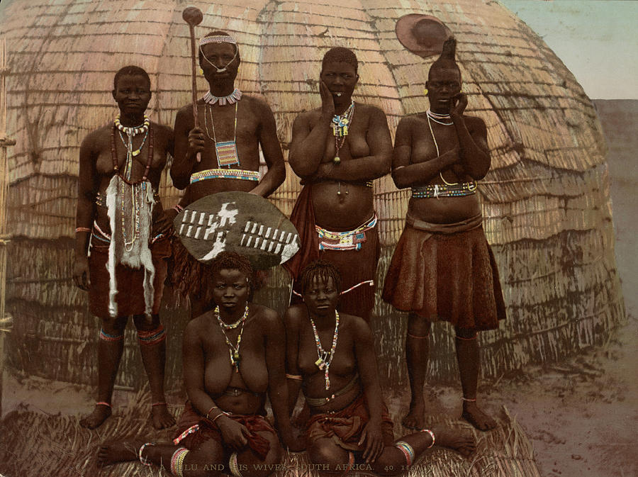 South Africa, A Zulu And His Wives Photograph by Science Source