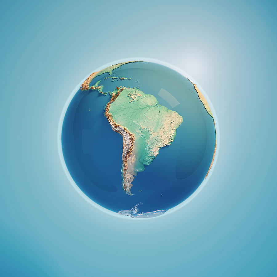 South America 3D Render Planet Earth Photograph by FrankRamspott