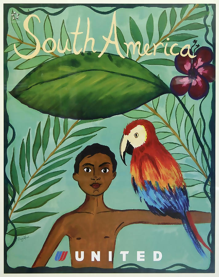 South America United Airlines Mixed Media by David Wagner