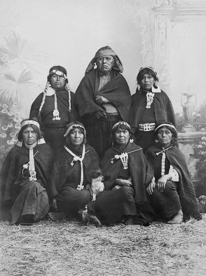 Black And White Photograph - South American Arancanos Tribe by Underwood Archives