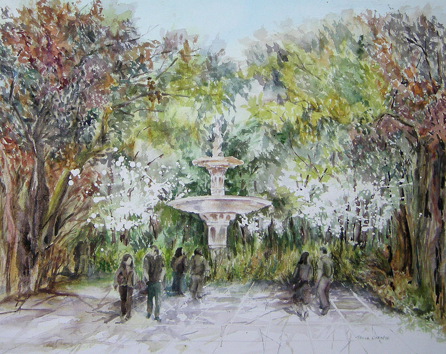 Tree Painting - South Carolina Fountain by Paula Nathan