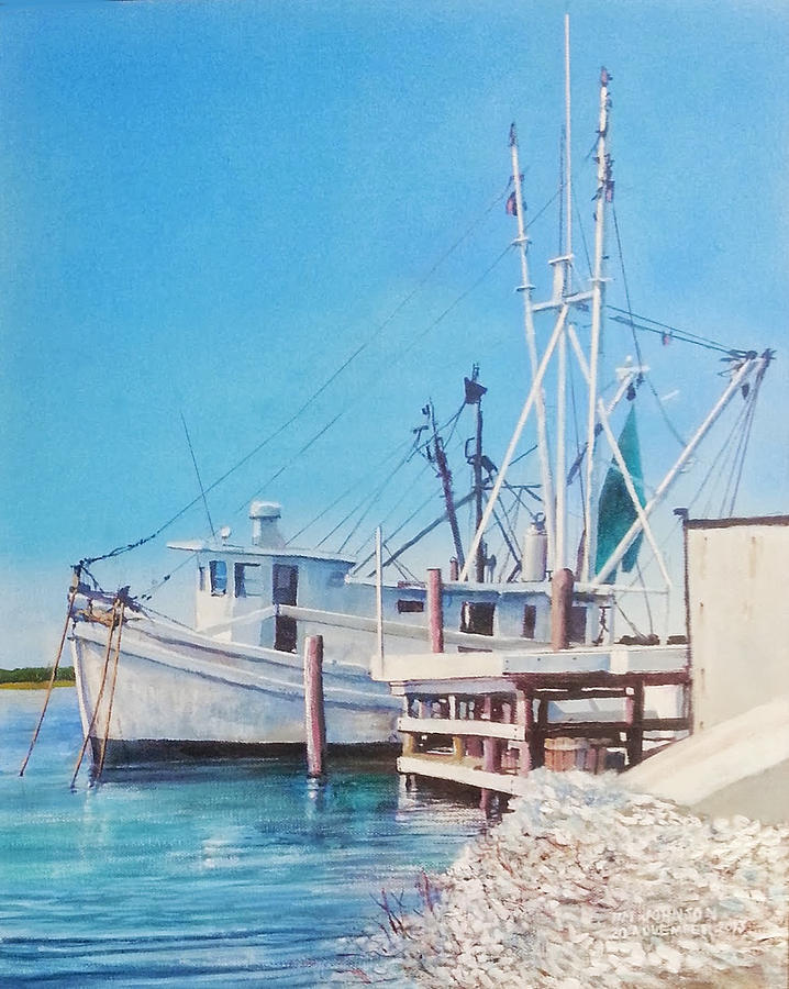 Boat Painting - South Carolina Oysters by Tim Johnson