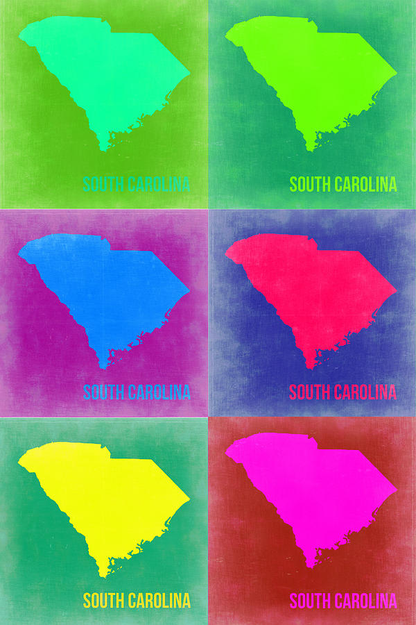 South Carolina Map Painting - South Carolina Pop Art Map 2 by Naxart Studio