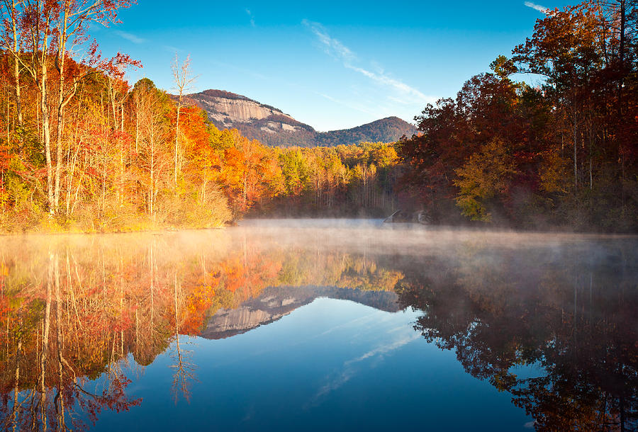South Carolina Table Rock State Park Autumn Sunrise - Balance Photograph by Dave Allen