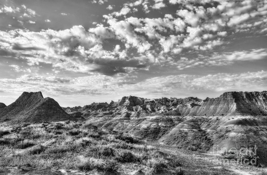 South Dakota Badlands 2 BW Photograph by Mel Steinhauer