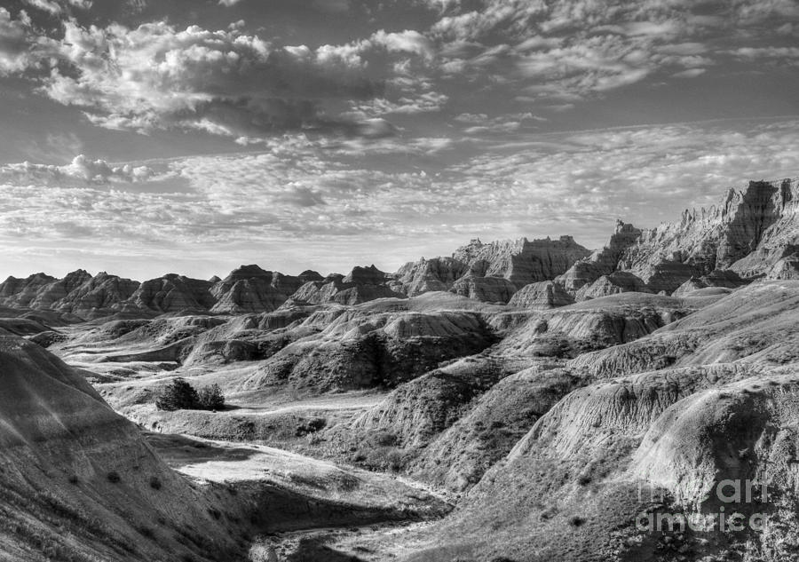 South Dakota Badlands 3 BW Photograph by Mel Steinhauer