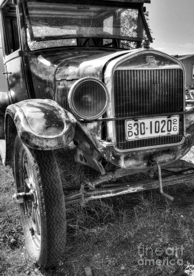 Old Cars Photograph - South Dakota Classic BW by Mel Steinhauer