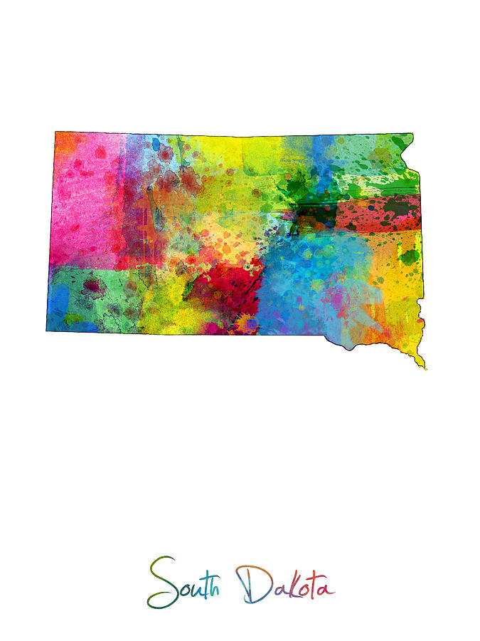 South Dakota Map Digital Art by Michael Tompsett