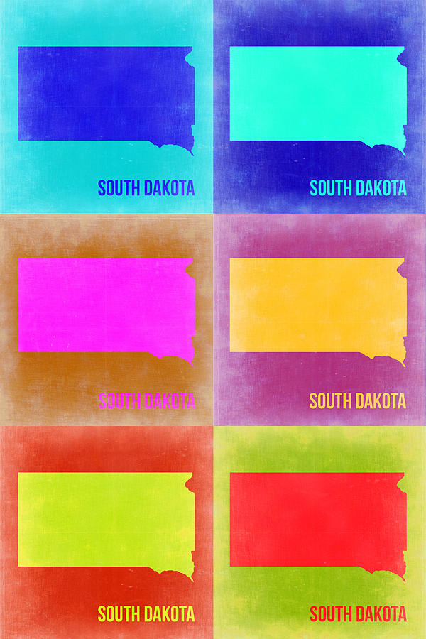 South Dakota Map Painting - South Dakota Pop Art Map 2 by Naxart Studio